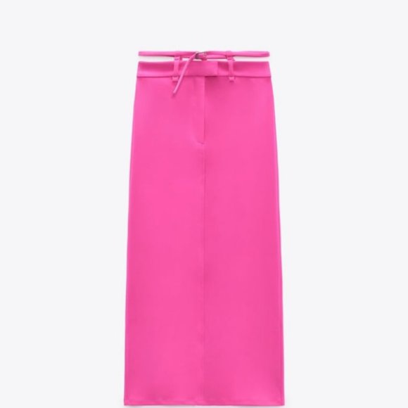 ZARA 2022 PINK MIDI PENCIL SKIRT, LARGE - Picture 4 of 6